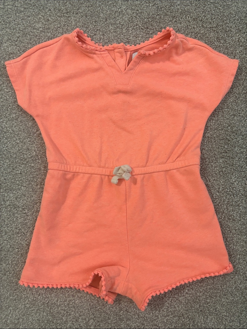Old Navy Coral Knit Pom-Trim Romper